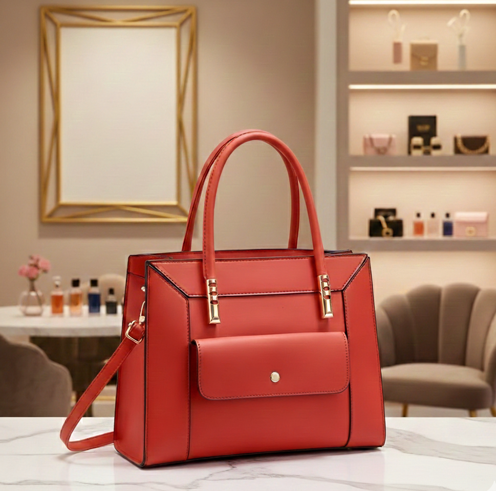 Elegant Large Capacity Red Tote Bag